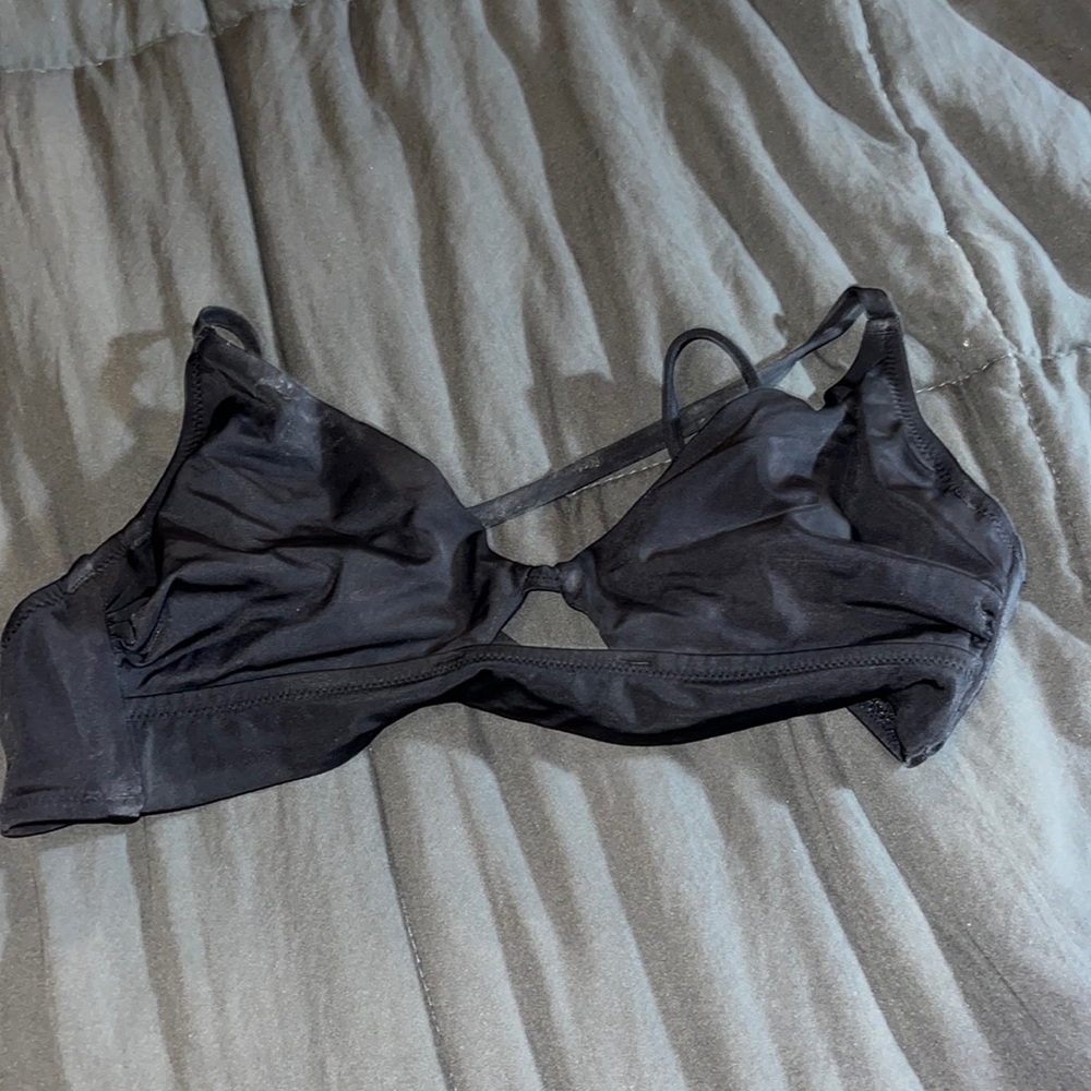 Cross back cute black bikini top